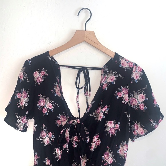 Topshop Rose Floral Tie Front Romper - Picture 4 of 7